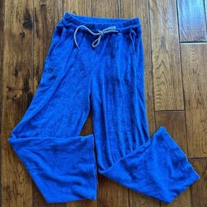 Blue towel material sweatpants